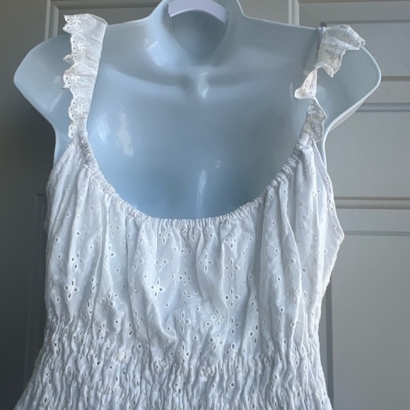 NWT Capulet Gemma Smocked Eyelet Ruffle Strap Mini Dress White Size L - Picture 4 of 12